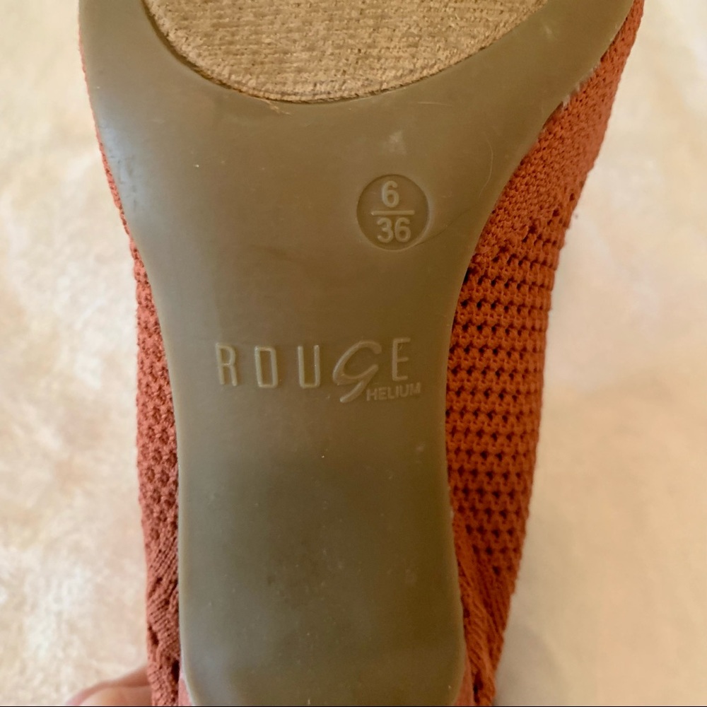 Rouge Helium open toe burnt orange knit booties 6 - Picture 6 of 6